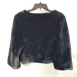 Heurueh Women Black Cropped Faux Fur Jacket L NWT alternative image