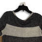 NWT Womens Gray Gold Striped Round Neck Long Sleeve Tunic Sweater Size M image number 4