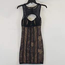 Bebe Women Black/Nude Lace Dress S NWT