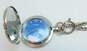 Fossil Blue Dial Silver Tone Pocket Watch 59.6g image number 2