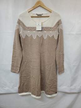 Wm Royal Robbins Beige & Ivory Wool Cotton Blend Sweater Dress Sz S W/Tags