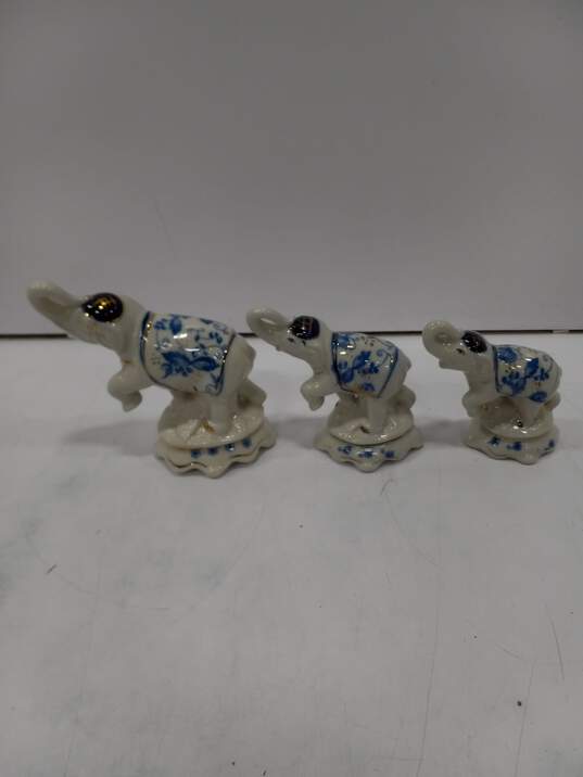 3PC Flambro Porcelain Elephants Figurine Bundle image number 1
