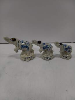 3PC Flambro Porcelain Elephants Figurine Bundle