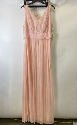 NWT David's Bridal Womens Pink Sleeveless Sequin Empire Waist Maxi Dress Size 14