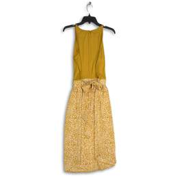 Loft Womens Yellow Animal Print Boat Neck Back Zip Fit & Flare Dress Size 10 alternative image