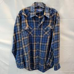 Pendleton Austin Shirt Long Sleeve Pearl Snap Merino Wool Blend Flannel Shirt Size M