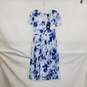 DKNY Blue & White Floral Patterned Lined Midi Dress WM Size 4 NWT image number 1