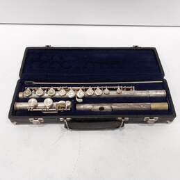 Vintage Evette Silver Tone Flute w/Hard Black Travel Case