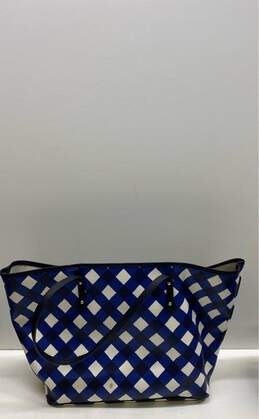 Kate Spade Blue/White Harmony Gingham Checkered Tote Bag alternative image