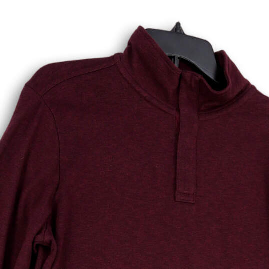 Mens Red Mock Neck Long Sleeve Regular Fit Pullover Sweater Size Medium image number 3