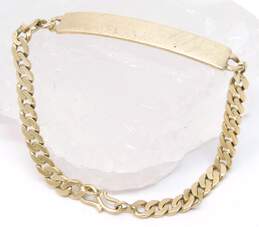 18K Yellow Gold Name Plate Bar Chain Bracelet 6.3g