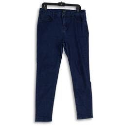 Womens Blue Dark Wash 5 Pocket Design Skinny Denim Jeans Size 12