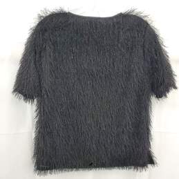 Vince Camuto Women's Black Fuzzy Fringe Top Size Medium alternative image