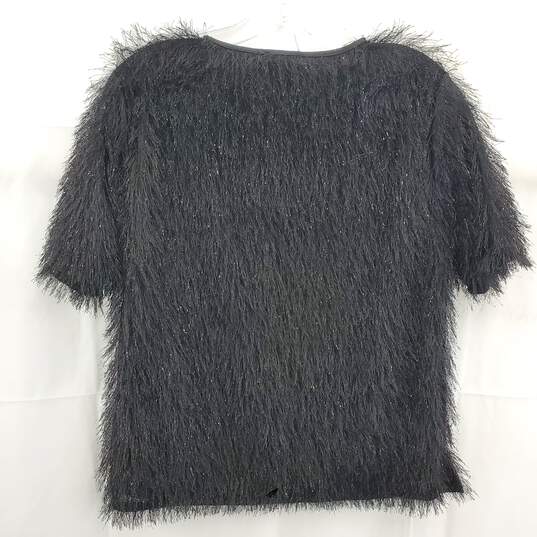 Vince Camuto Women's Black Fuzzy Fringe Top Size Medium image number 2