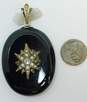 Antique Victorian 10K Gold 0.46 CT Diamond Seed Pearl Onyx Mourning Locket Pendant 29.8g image number 6