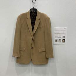 Armani Collezioni Mens Tan Notch Lapel Long Sleeve Two-Button Blazer Size 56/COA