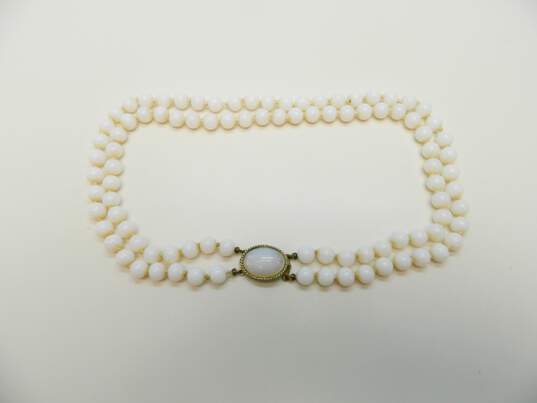 VNTG Mid Century Opalescent Milk Glass Duo Strand Necklace image number 2