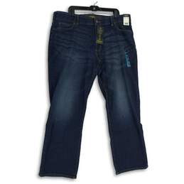 NWT Mens Blue Extreme Motion Denim Dark Wash Bootcut Leg Jeans Size 42x30