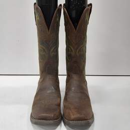 Justin Women's Embroidered Brown Leather Western Boots Size 7.5B alternative image