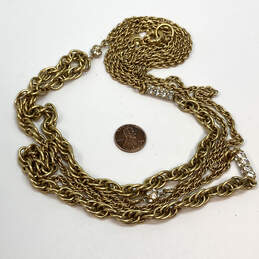 Designer J. Crew Gold-Tone Clear Rhinestone Multi Strand Chain Necklace alternative image