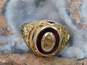 Vintage 10K Gold Ruby Cabochon & Black Enamel Class Ring 4.9g image number 1