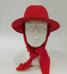 Vintage Adolfo II Red 100 Percent Wool Hat Size 7 1/4