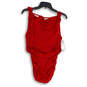 NWT Womens Red Sleeveless Shiny Ruched Short Mini Dress Size Small image number 1