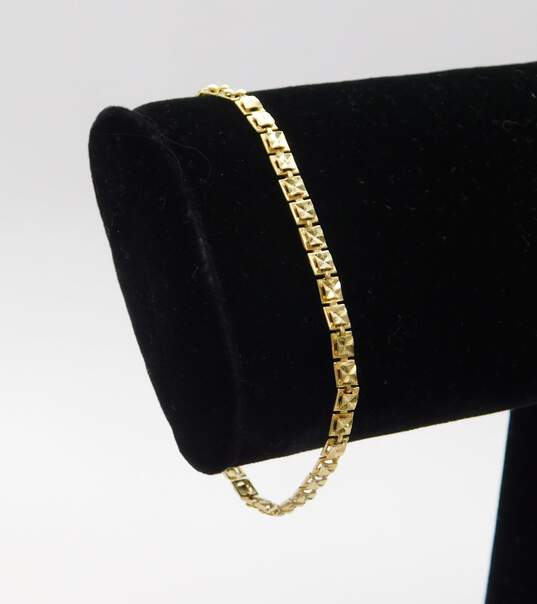 Fancy 14k Yellow Gold Diamond Cut Panel Link Bracelet 4.5g image number 2