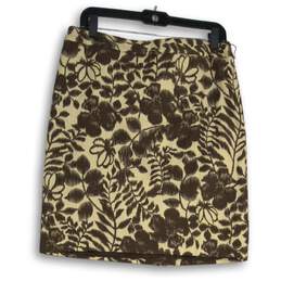 Jones Wear Womens Brown Beige Floral Back Zip Straight & Pencil Skirt Size 12P