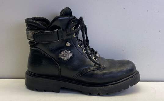 Harley Davidson 91017 Black Leather Lace Up Biker Ankle Boots Men's Size 10 image number 1