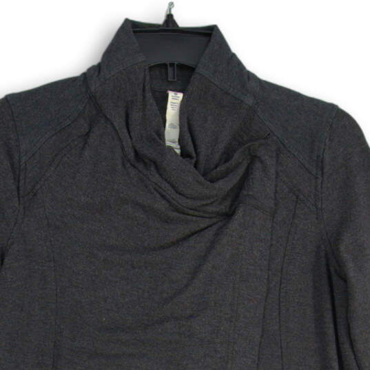 Womens Gray Pocket Long Sleeve Stretch Belle Wrap Pullover Jacket Size 6 image number 3