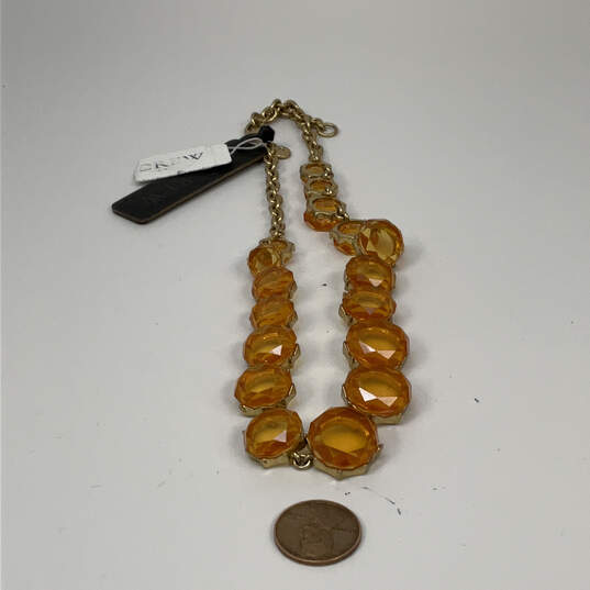Designer J. Crew Gold-Tone Orange Crystal Cut Stone Statement Necklace image number 3