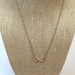 Designer Kate Spade New York Gold-Tone Crystal Cut Bow Link Chain Necklace