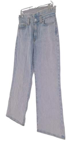 Womens Blue Denim Flat Front 5 Pocket Design Comfort Wide Leg Jeans Size 30 alternative image