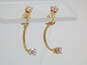 14K Yellow Gold Round CZ Half Hoop Dangle Earrings 2.4g image number 1