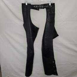 Xpert Black Leather Zip Leg Riding Chaps Size L alternative image
