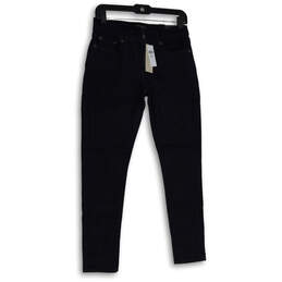 NWT Womens Navy Blue Denim Mid Rise Skinny Leg Jeans Size 27/4 Petite