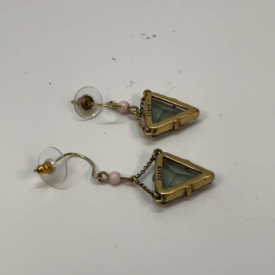 Designer J. Crew Gold-Tone Fish Hook Triangle Shape Stone Dangle Earrings image number 2
