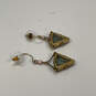 Designer J. Crew Gold-Tone Fish Hook Triangle Shape Stone Dangle Earrings image number 2