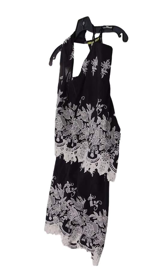 NWT Womens Black Floral Overlay Lace Sleeveless Mini Dress Size S image number 2