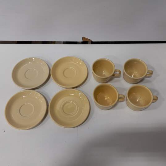 8PC Homer Laughlin Fiesta Yellow Cups & Saucers Bundle image number 2