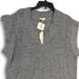 NWT Womens Gray V-Neck Sleeveless Tight Knit Pullover Sweater Size Medium image number 3