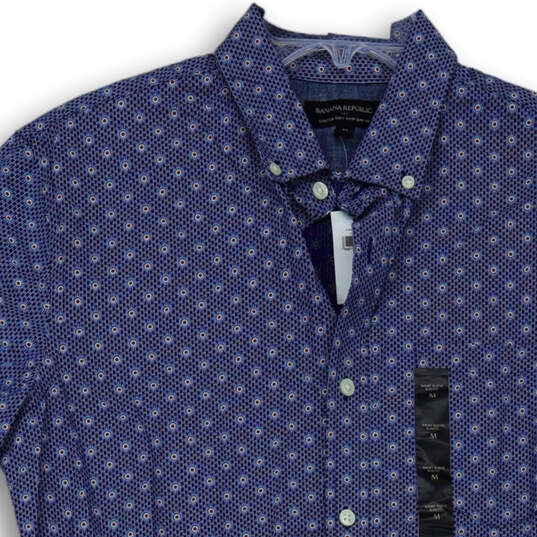NWT Mens Blue Circle Print Stretch Slim Fit Button-Up Shirt Size Medium image number 3