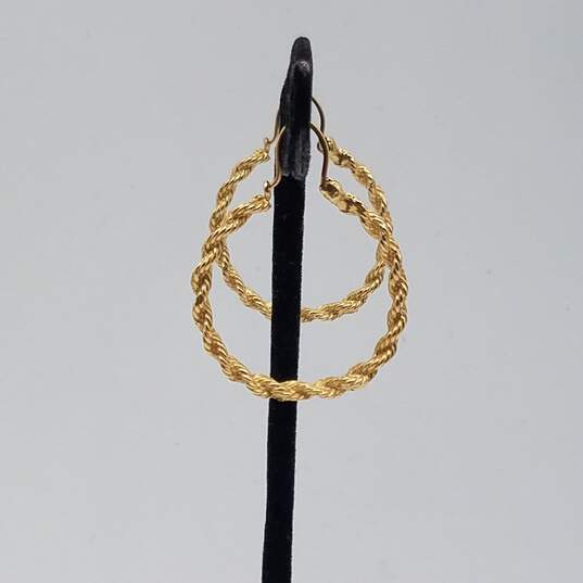 RL 14k Gold 1" Twist Rope Hoop Earring 5.3g image number 2
