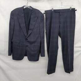 Tom Ford Men's Navy Plaid Wool 2-Piece Suit Jacket & Pants Size 52R w/COA
