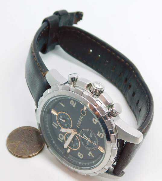 Men's Fossil Dean FS4828 Chronograph Brown Leather Quartz Watch 81.8g image number 6