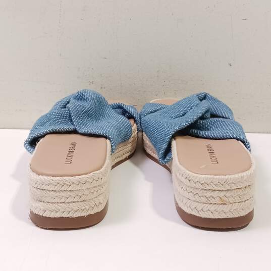Lucky Brand Women's Grenly Blue Textile Open Toe Slip On Platform Sandals Size 8M image number 4