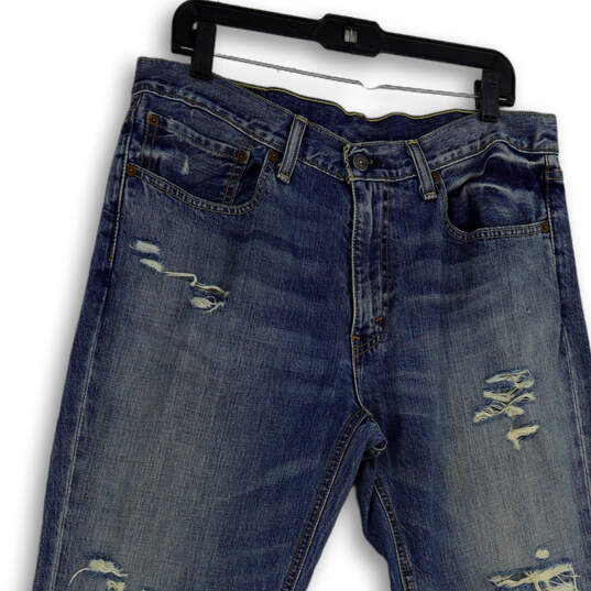 Mens 541 Blue Denim Medium Wash Pockets Distressed Tapered Jeans Size 34x34 image number 3