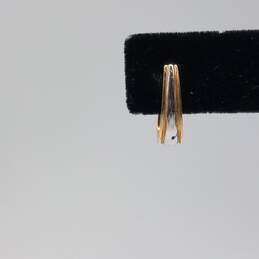 14k Gold Two Tone Half Hoop Post Earrings 1.3g alternative image