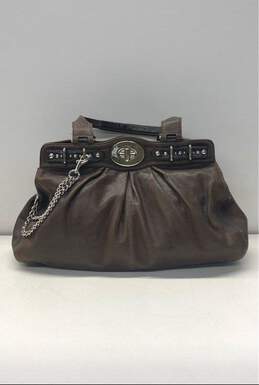 COACH 13921 Garnet Brown Leather Turnlock Large Satchel Bag